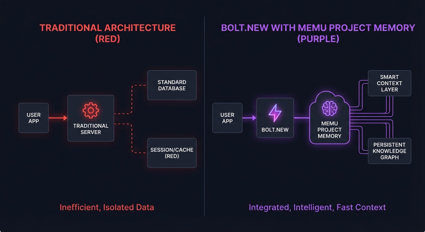 Bolt.new architecture with MemU persistent memory layer