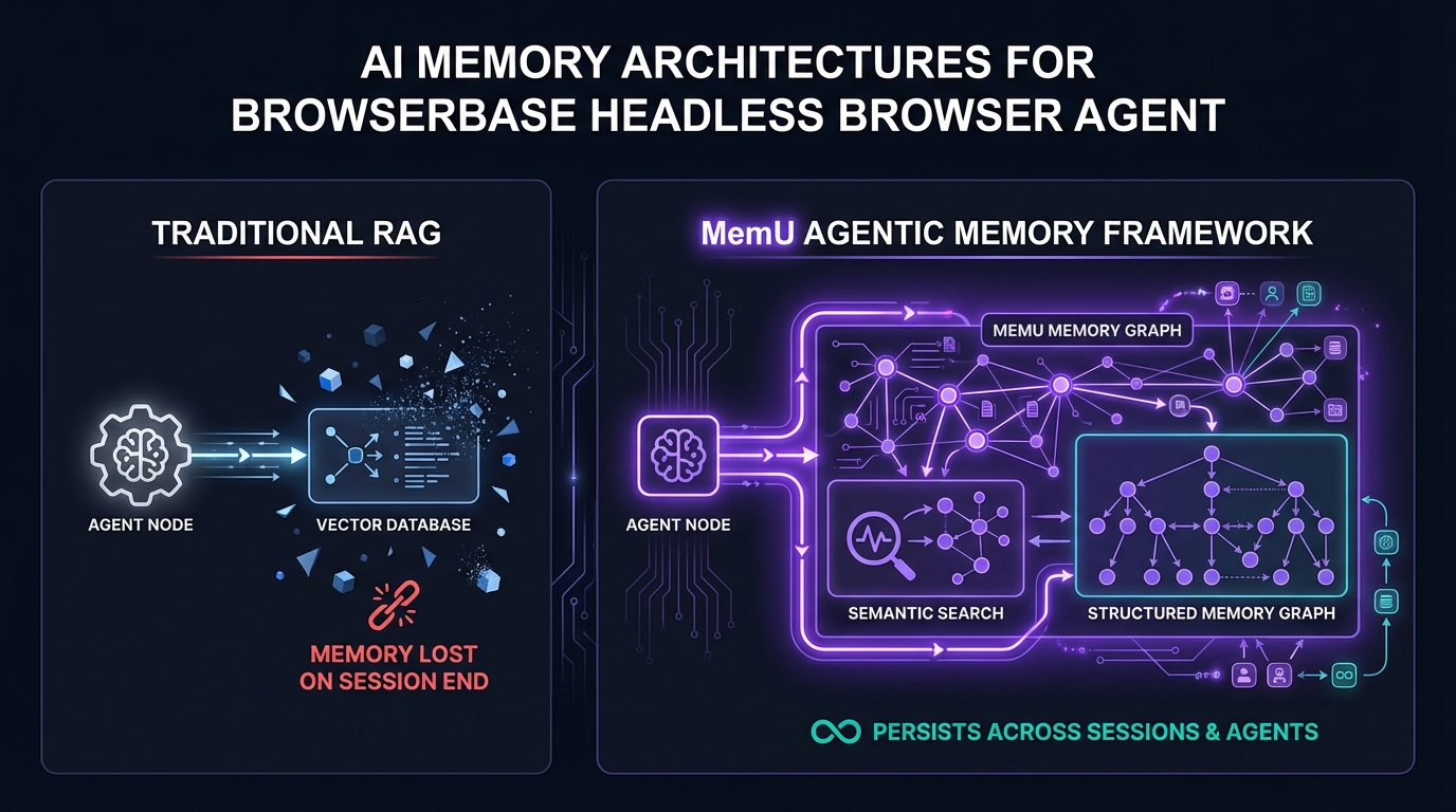 Browserbase browser agents with MemU persistent navigation memory architecture