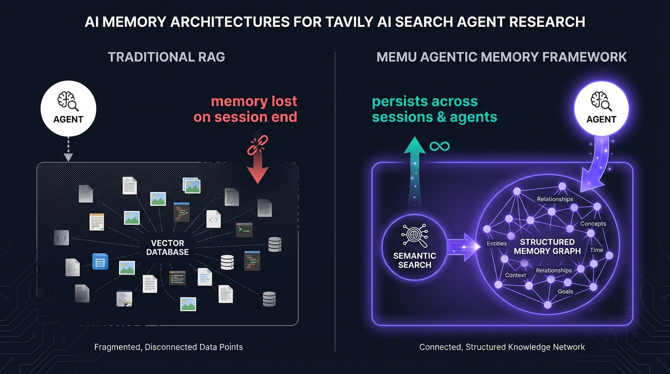 Tavily Search API with MemU agentic memory for AI agents